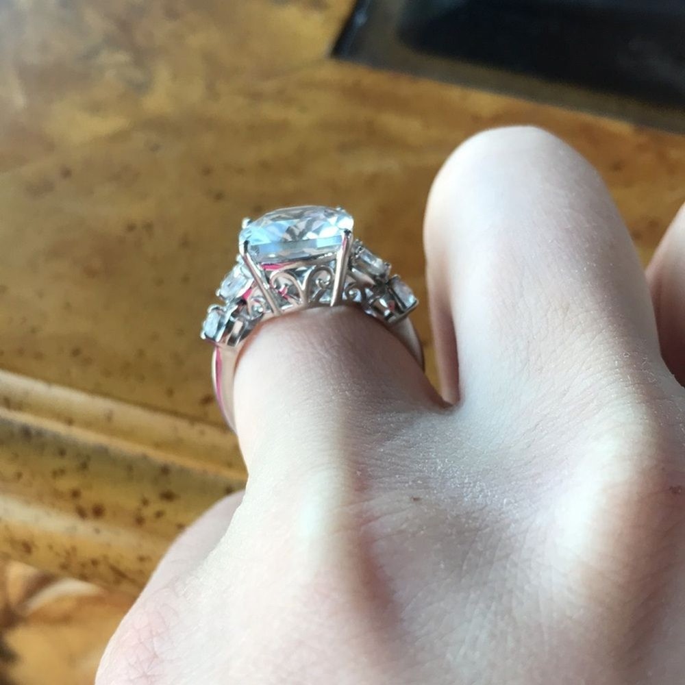 Natural White Topaz Sterling Silver Ring Size 7