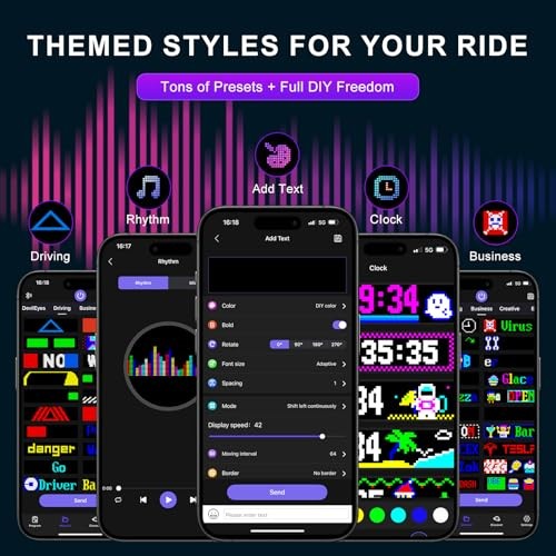 2 Pack LED Eyes for Car Windshield 14.56"x3.62", Programmable Animated Black