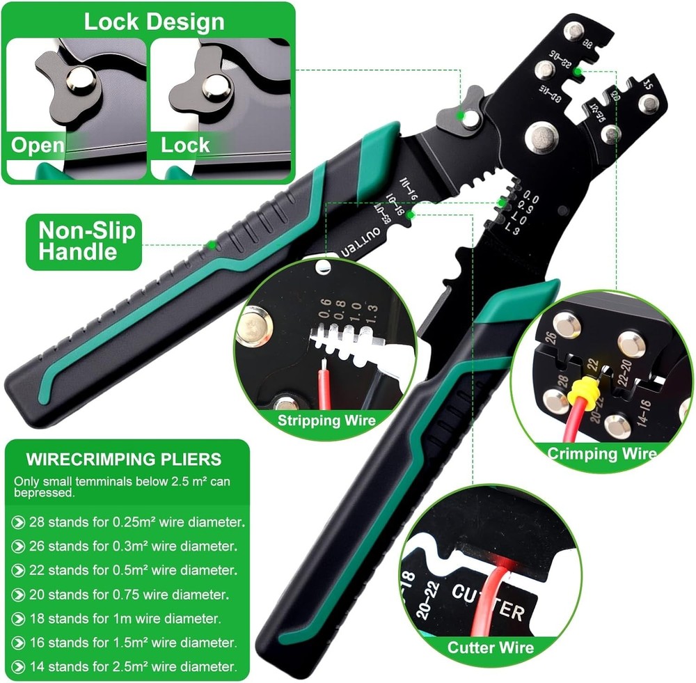 Comprehensive 535Pcs Wire Connector Kit with Crimping Tool - 26 Types Included