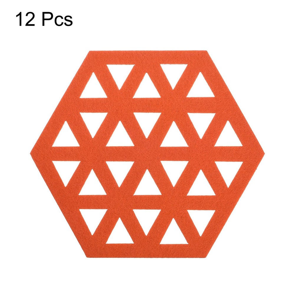 Felt coasters 12pcs hexagonal pads coasters, orange