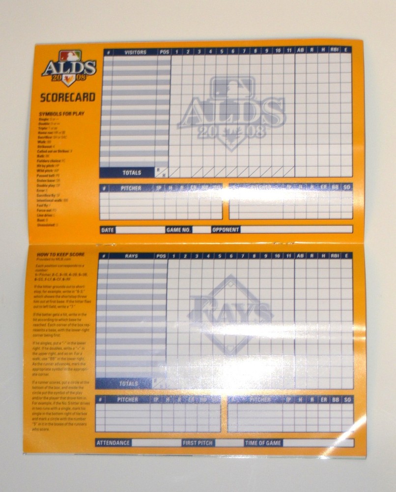 Tampa Bay Rays Inside Pitch 2008 ALDS Program Pre Owned