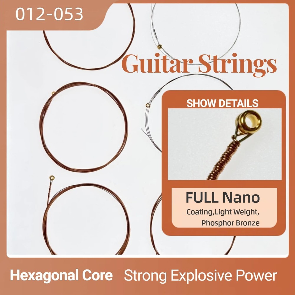 Guitar Strings - Acoustic Guitar Strings - Lightguage Nano Coating,Phosphor B...