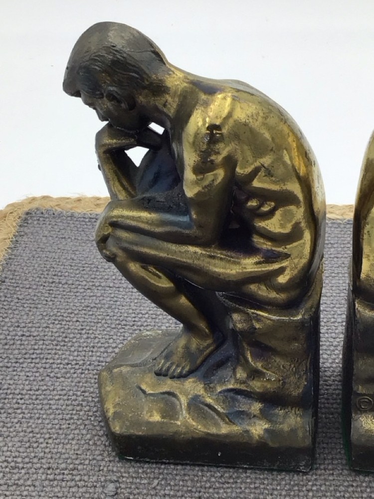Vintage Brass "The Thinker" Bookends