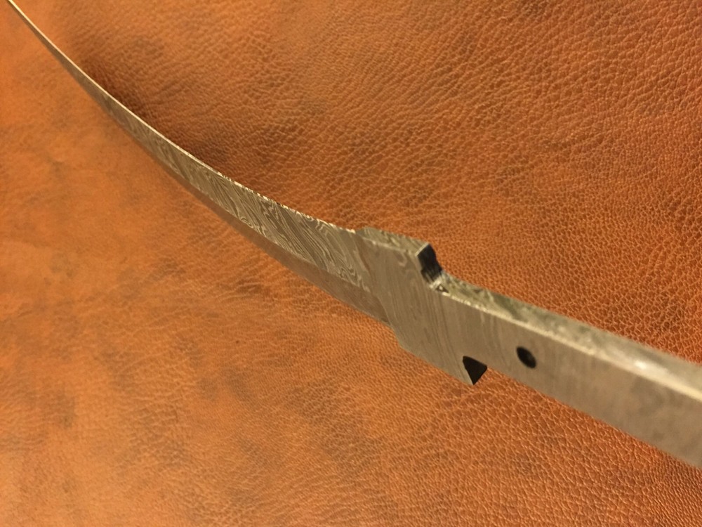 Handmade Pattern Welded Damascus Steel Curved Blank Blade,Knife Making-Kling-b13