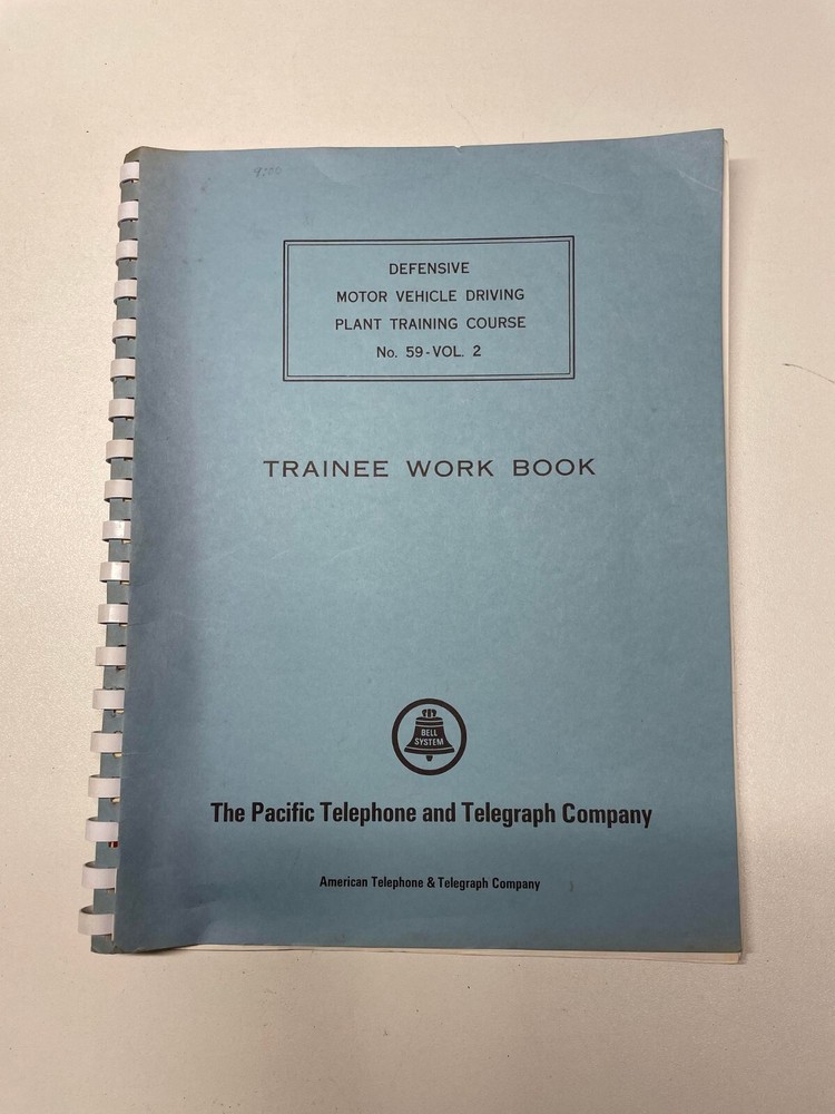 1966 Pacific Telephone and Telegraph Defensive Driving Trainee workbook  Bell