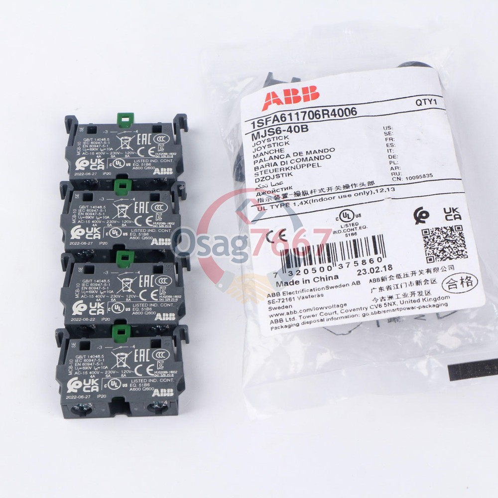 ABB Control Joystick Switch MJS6-40B with 4 MCB-10 Contacts Reset Type NEW