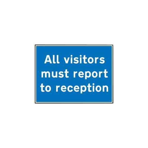 RT06218 Visitors Report Reception Sign Hard Plastic 17591Q