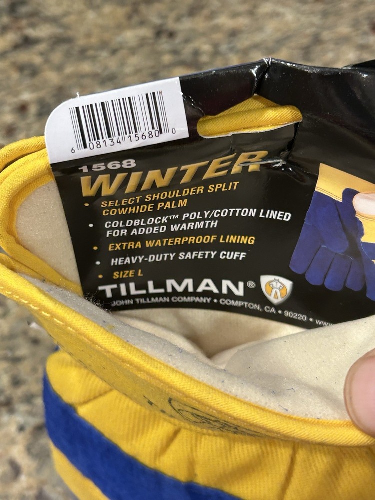Tillman 1568 Split Cowhide ColdBlock Lined Waterproof Winter Work Gloves Large