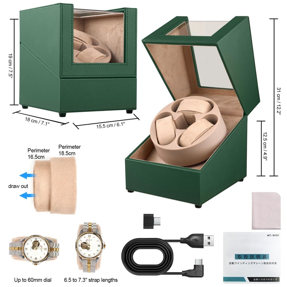 J&T Technology Watch Winder for Automatic Watches,Automatic Green