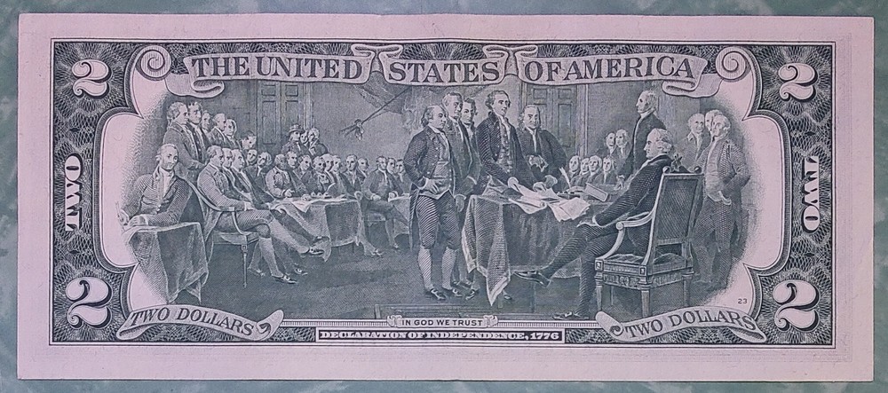 1976 $2 Dollar Bill with minor (Miscut/Misaligned) Error