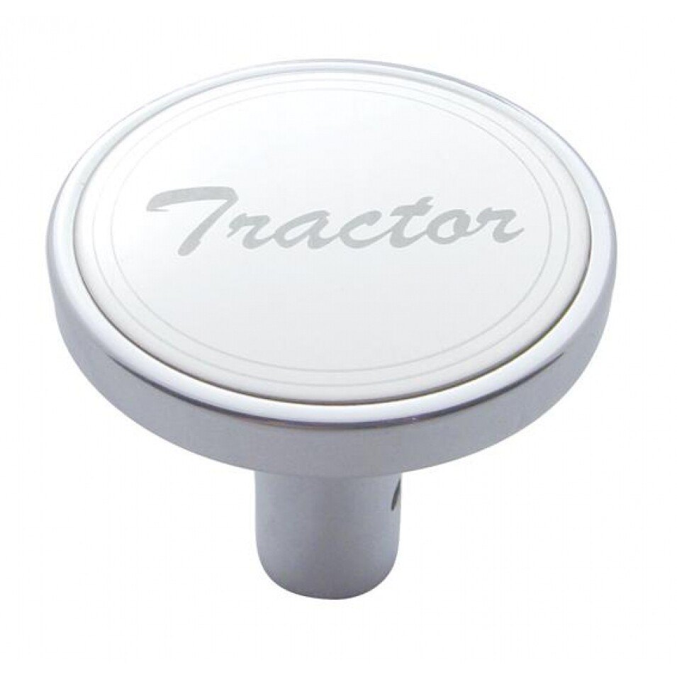 Large Chrome "Tractor" Long Air Valve Knob - Stainless Plaque w/ Cursive Script