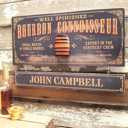 Bourbon Connoisseur Sign with Personalized Nameboard