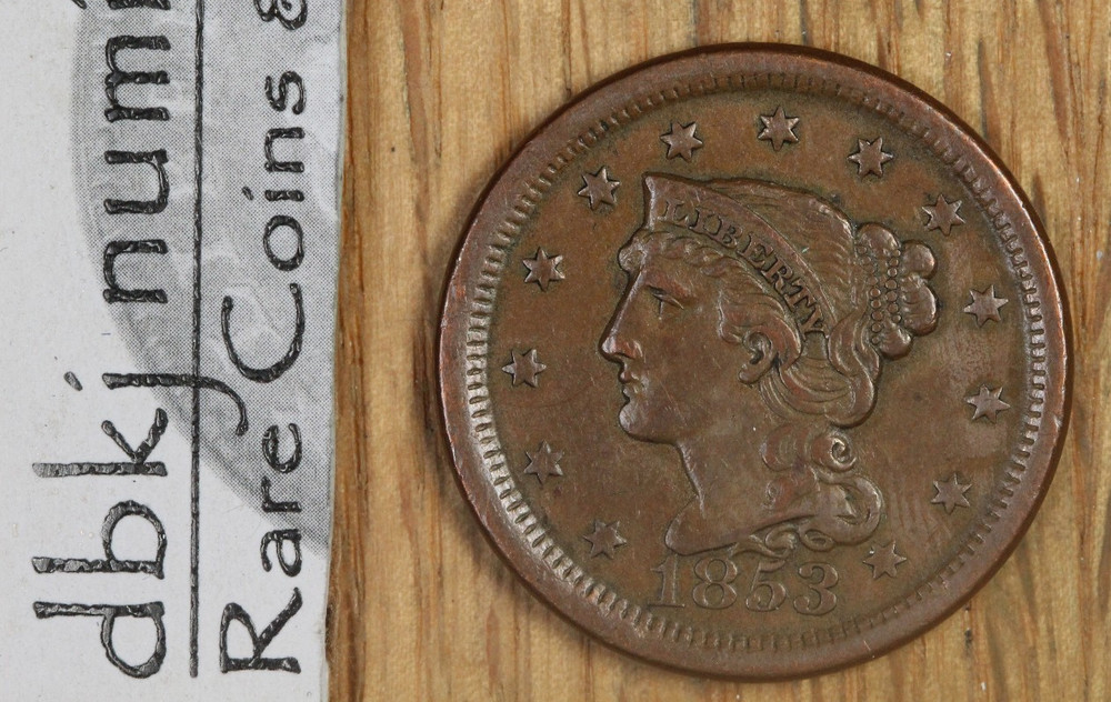 1853 Large Cent - AU - About Uncirculated