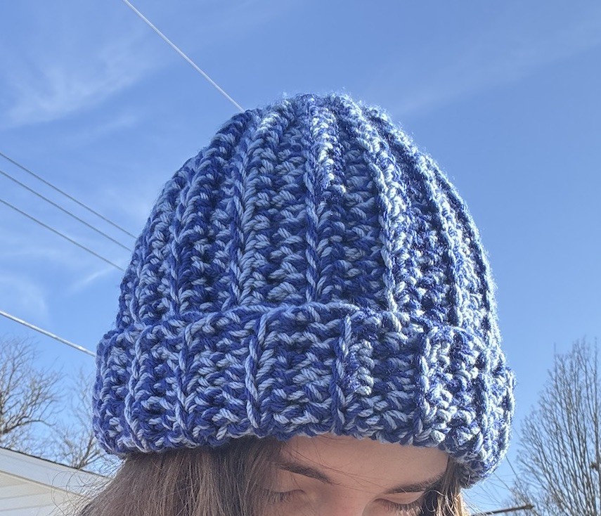 Handmade Crochet Beanie - Royal & Mid Blue