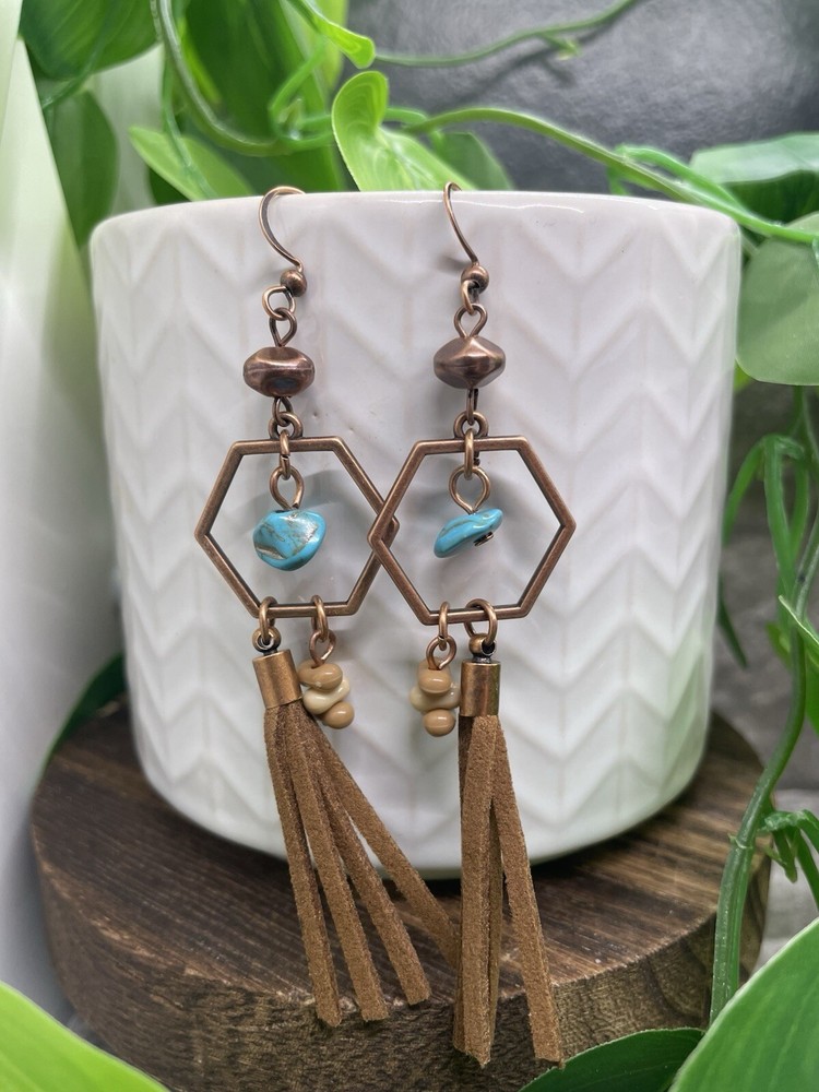 2.5” Copper-tone Retro Boho Dangle Earring Set New Free Ship B4565
