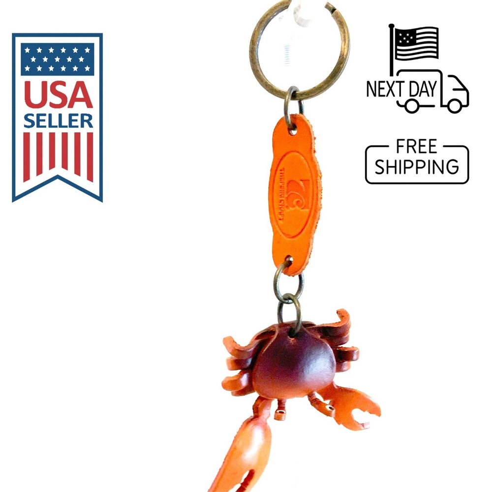 Crab Handmade Leather Keyring #1