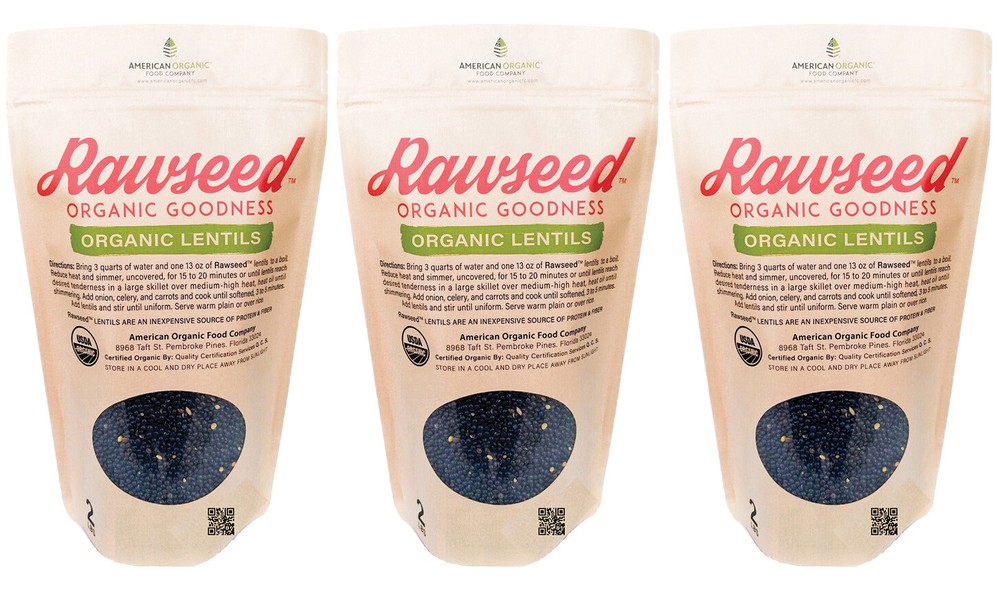 Rawseed Organic Black Lentils 2 Lbs / Value Pack