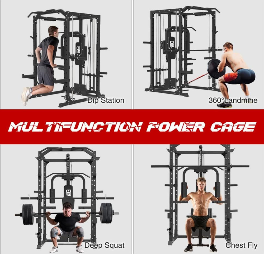 Multi-Functional SmithMachine Power Cage Power Rack Squat Rack Home Gym System