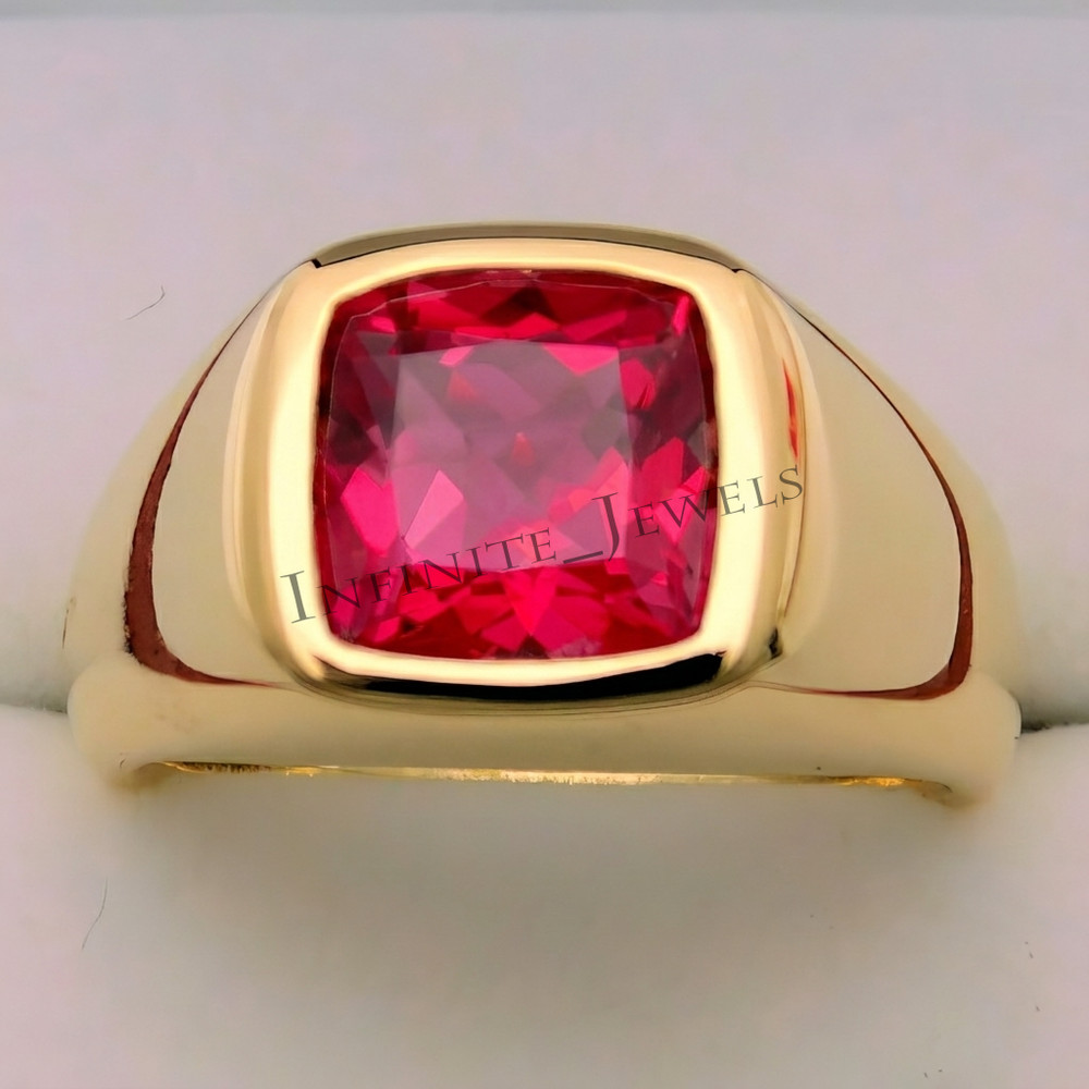 Red Ruby Gemstone Handmade Ring With 925 Sterling Silver Ring For Men's
