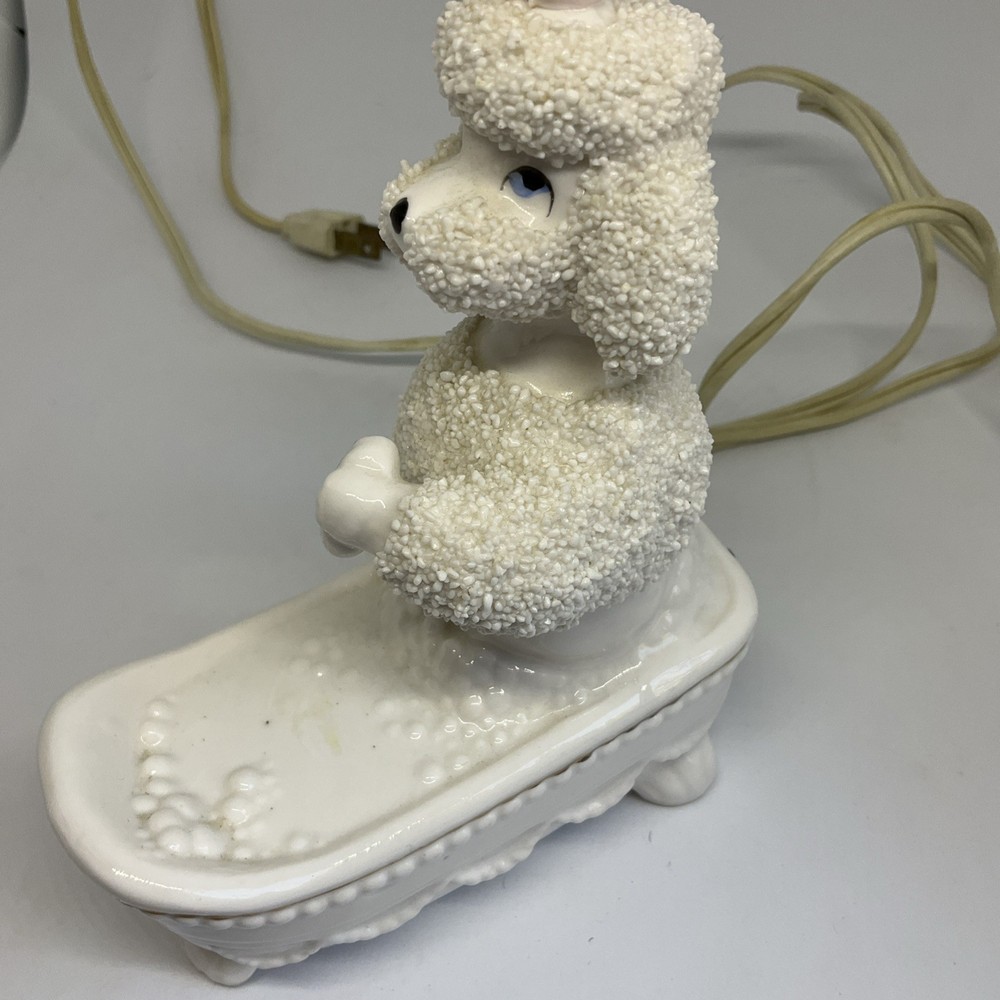 Vintage White Ceramic Poodle in a bathtub Light
