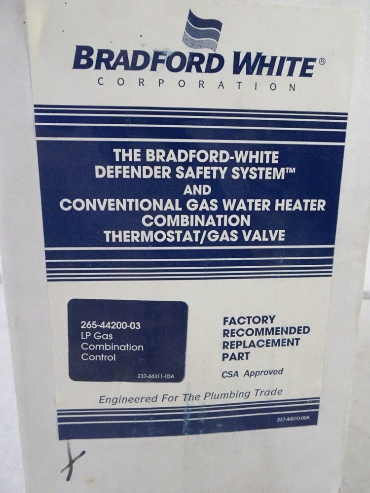 265-43707-01 222- 43707-01A Bradford White Water Heater Gas Valve (New)