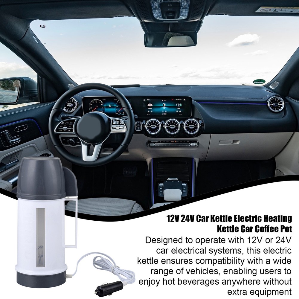 12V 24V Car Kettle Electric Heating Kettle Car Coffee Pot for Road-Trip