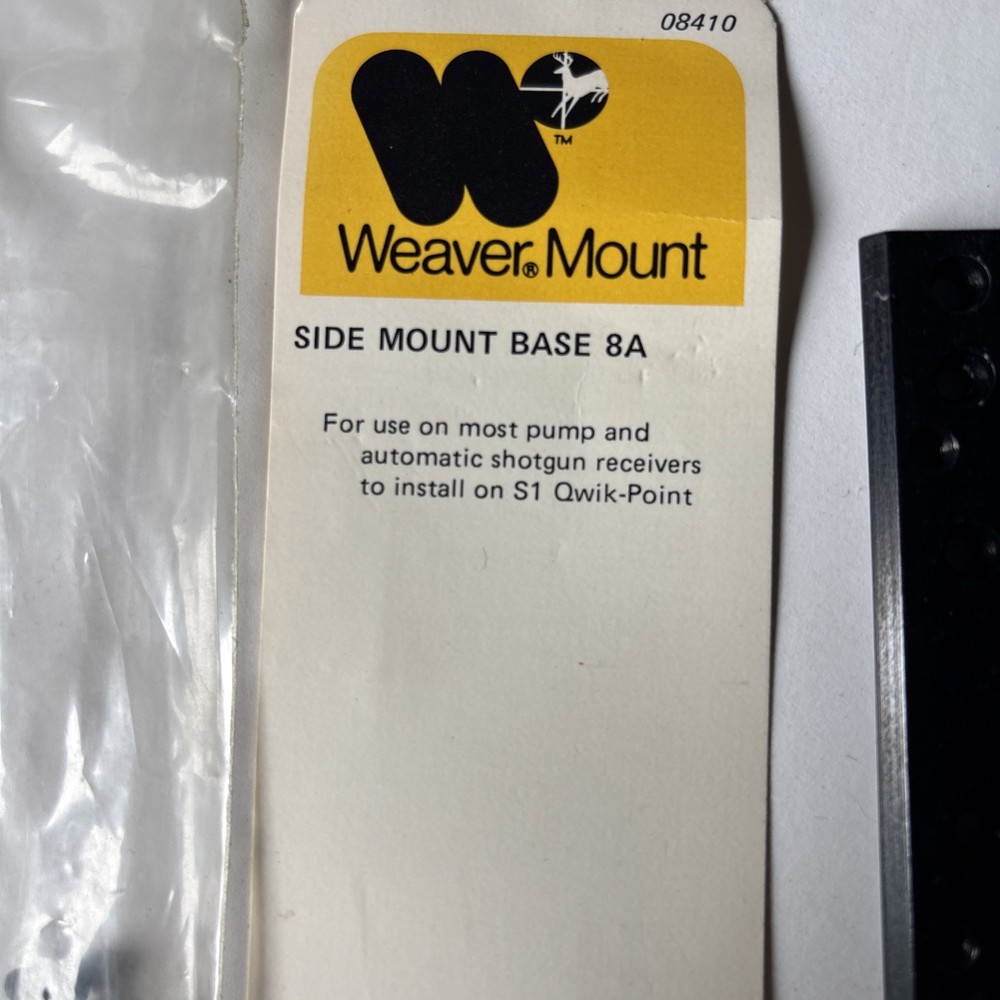 Weaver Side Mount Black Scope Base & Screws #8A