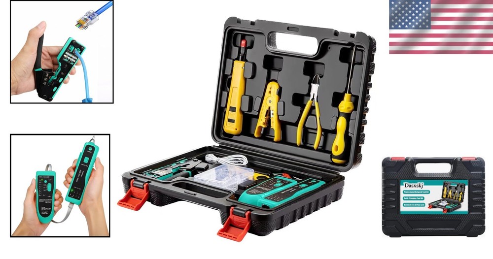 Multi-Functional RJ45 Crimp Tool Kit with Pass Through Crimpling & Tracker