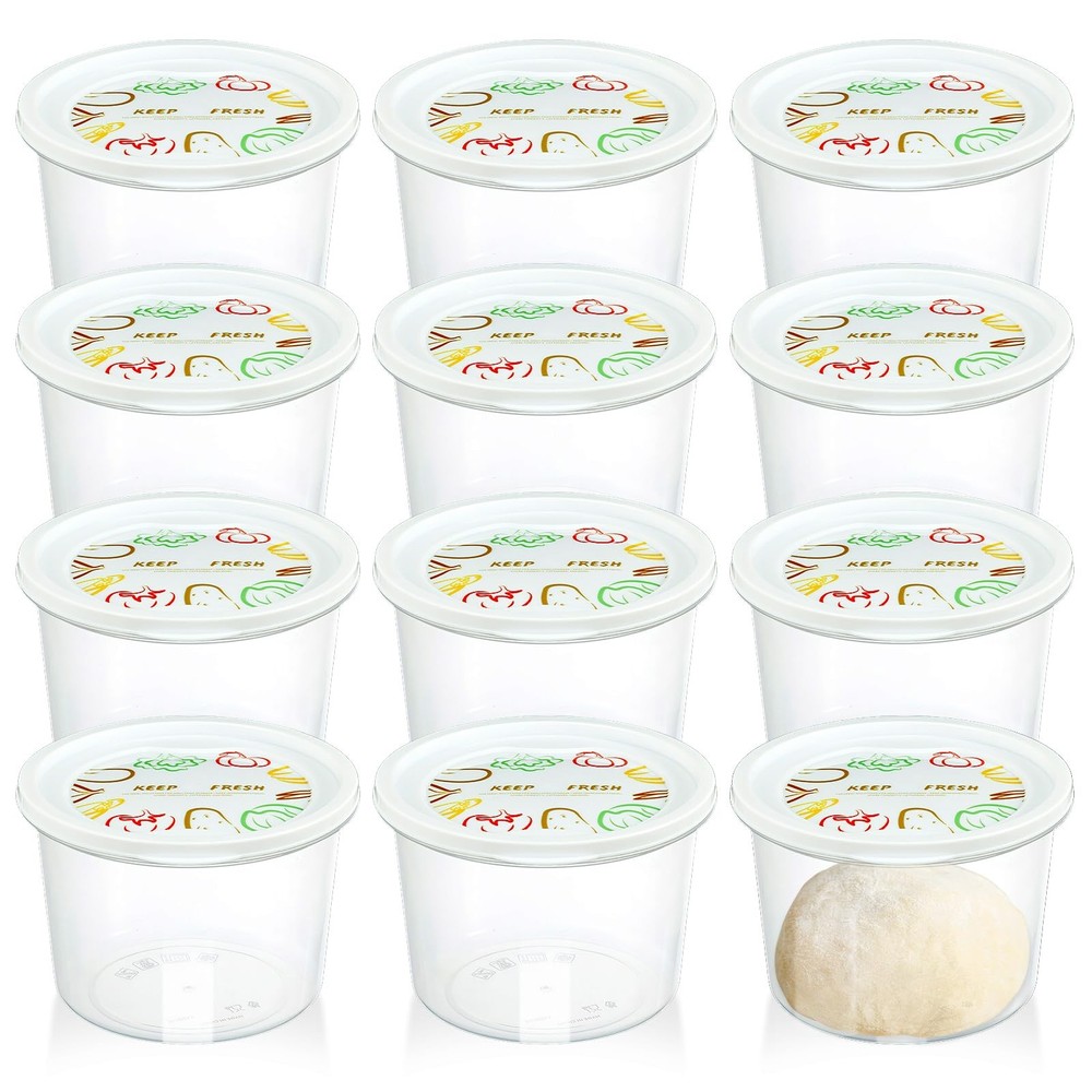 12pcs Pizza Dough Proofing Box with Lids, 1100ML Stackable Dough Proofing Con...