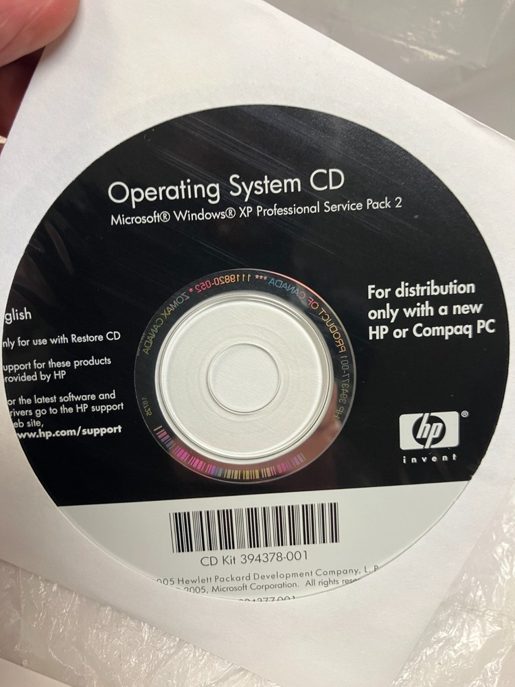 HP Reinstallation CD Microsoft Windows XP Professional Service Pack 2 for DC7600