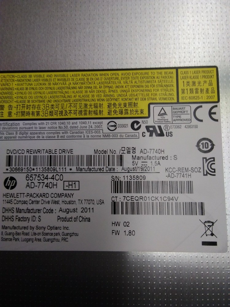 HP  AD-7740H CD/DVD REWRITABLE DRIVE