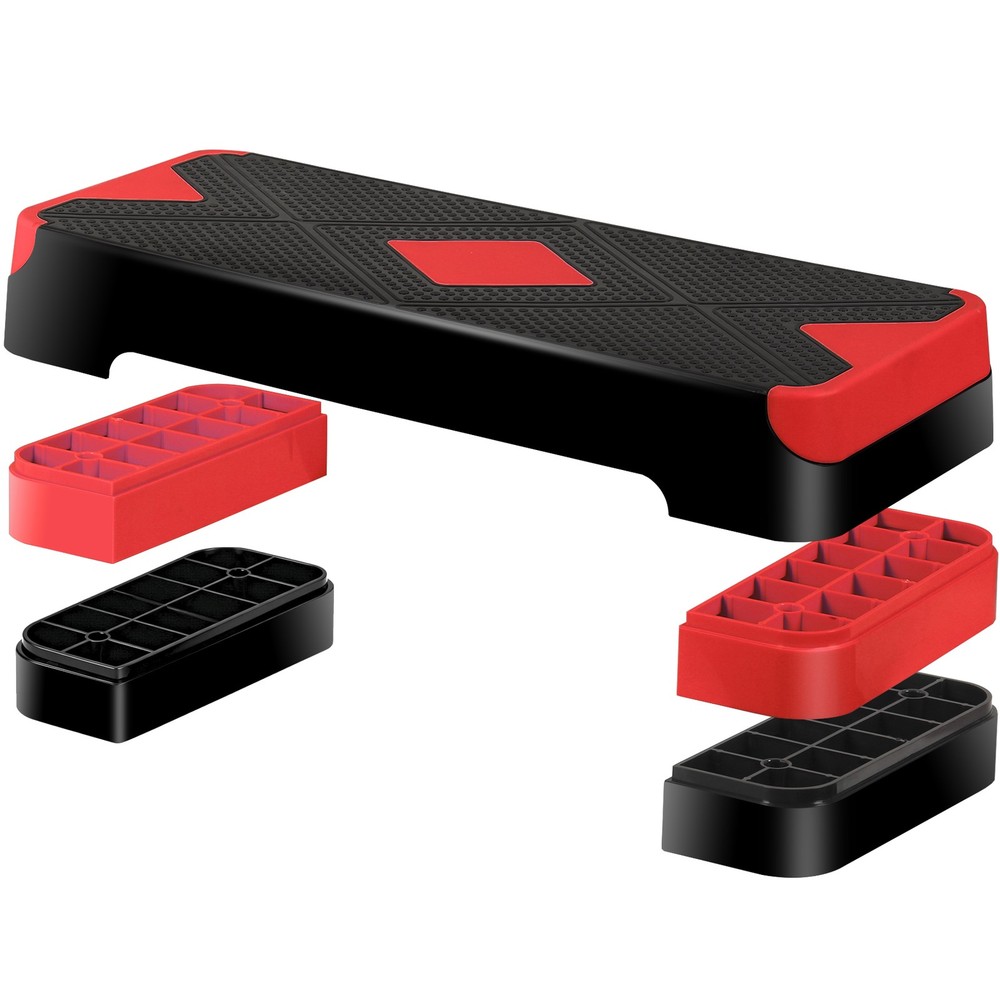 26.5" Aerobic Exercise Step Platform w/4 Risers Adjustable Workout Stepper Red