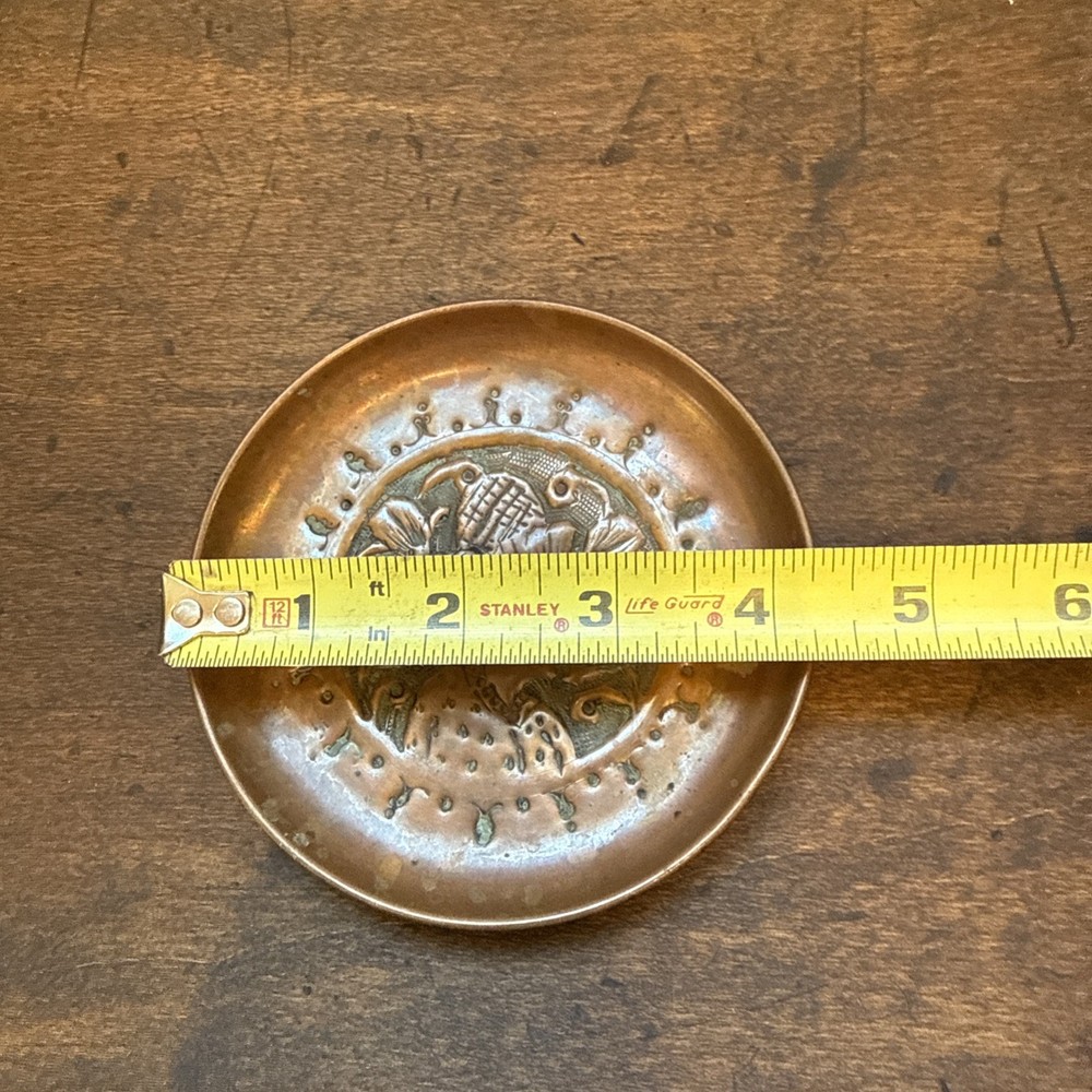 Vintage Solid Copper Hand Tooled Plate Persian Islamic Indian Middle Eastern