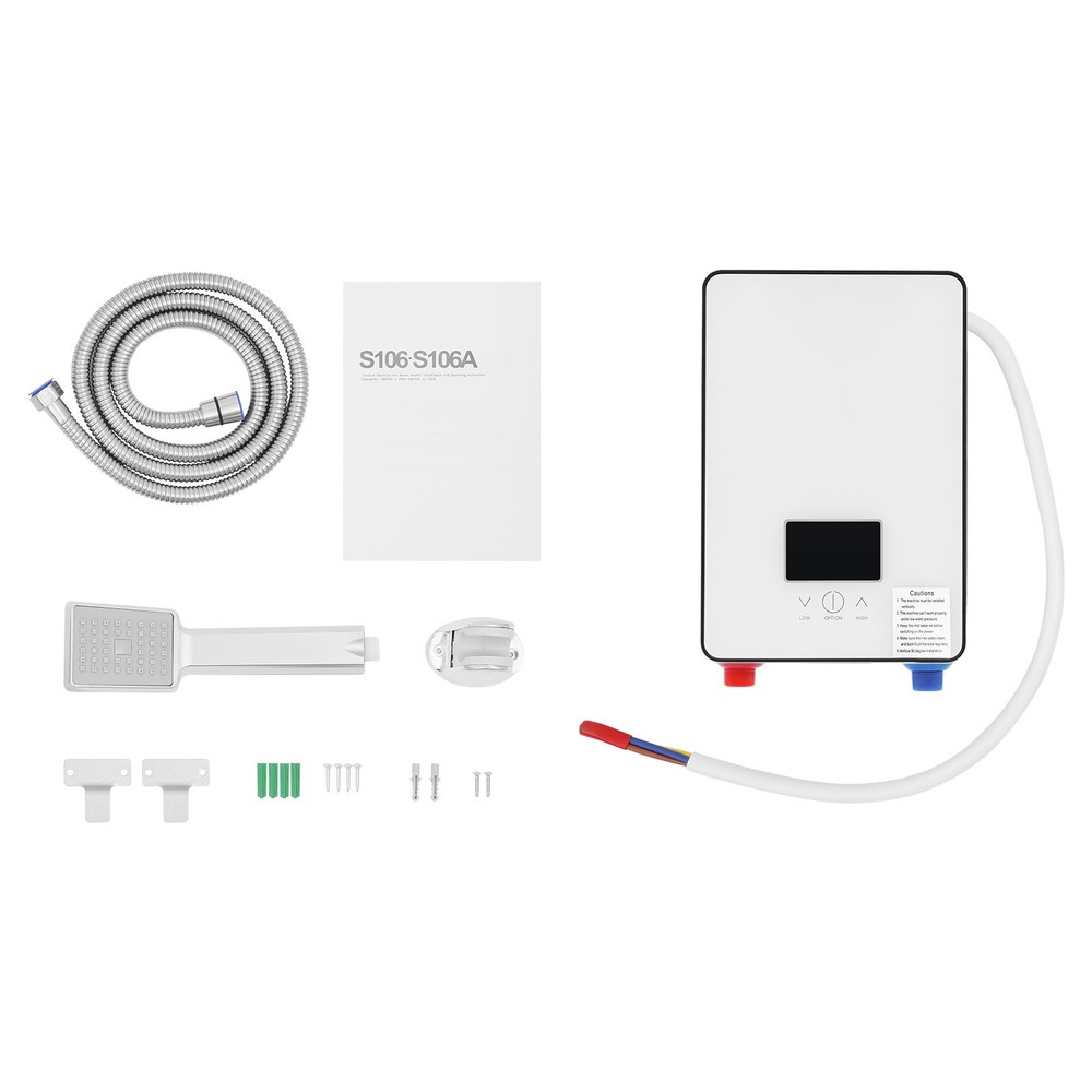 4500W 110V Instant Hot Water Heater Set Tankless with Shower Bracket/Head White
