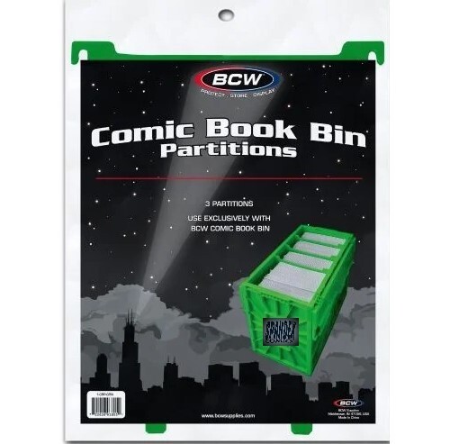 BCW MultiColor 4 Pack Short Comic Book Bin Partitions Combo Black Blue Green Red
