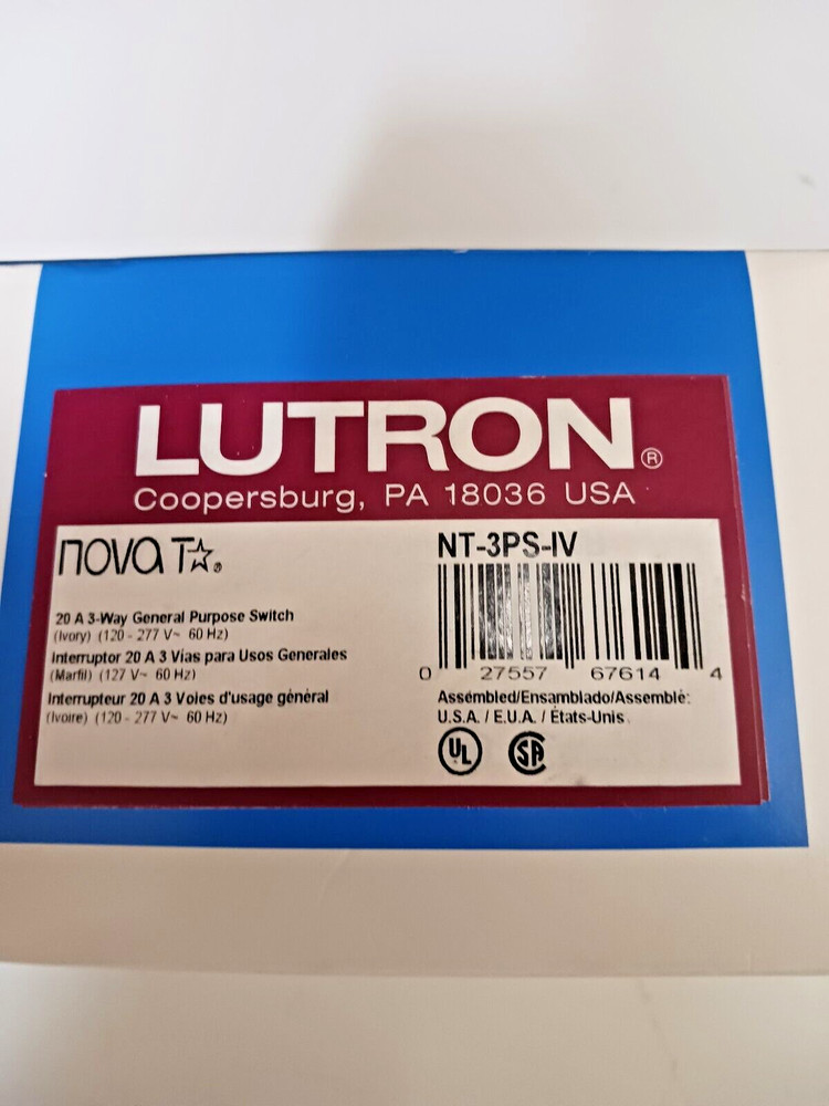 LUTRON NT-3PS-IV 20 AMP, 3-WAY LINEAR SLIDE SWITCH