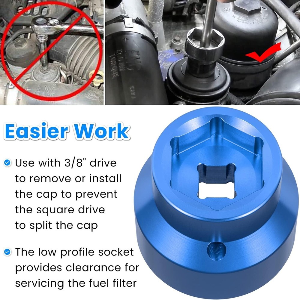 Filter Socket 24mm / 36mm Reversible Filter Cap Remover and Installer Blue