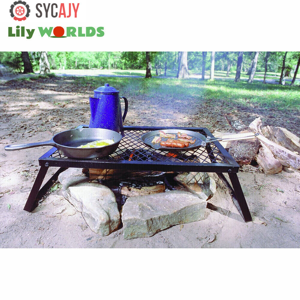 Camping Grill Fire Pit Grate Campfire Cooking Portable Stand Equipment Foldable