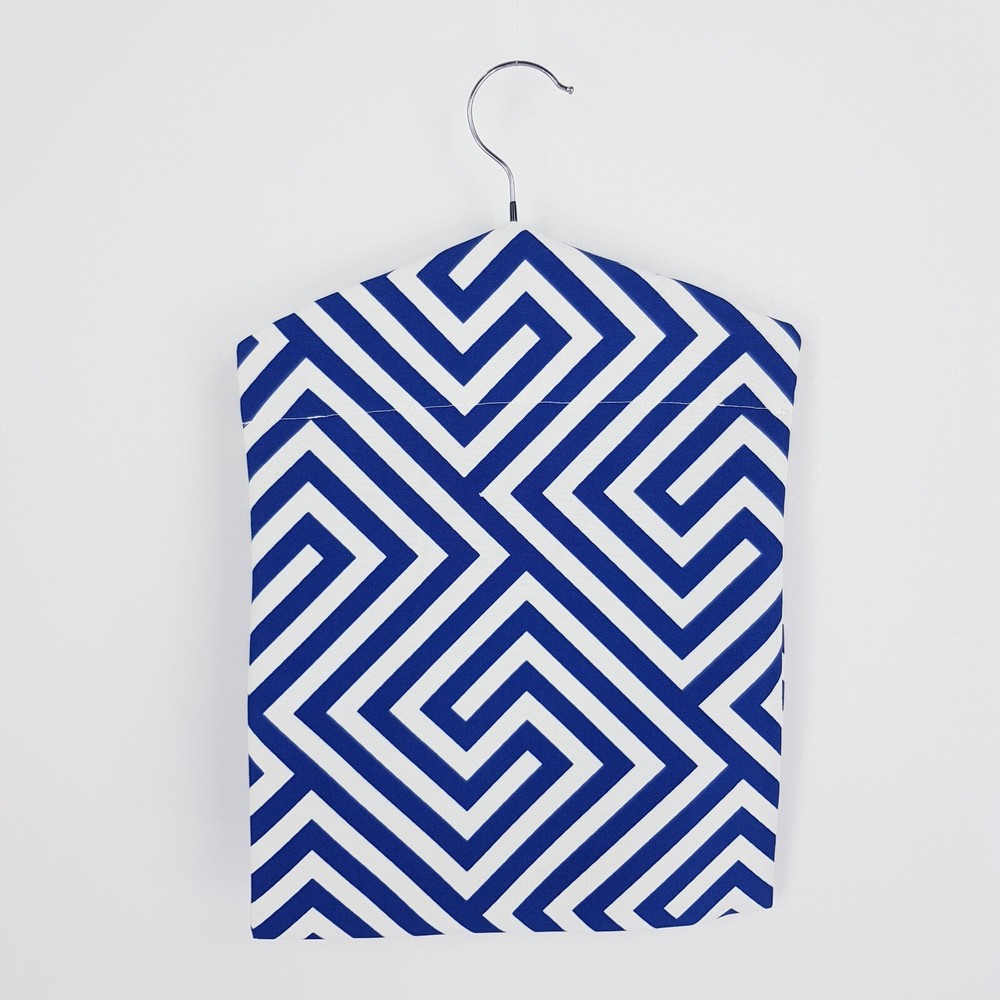 Peg Bag Handmade Navy Blue White Geometric Lined Laundry Clothes Peg Holder