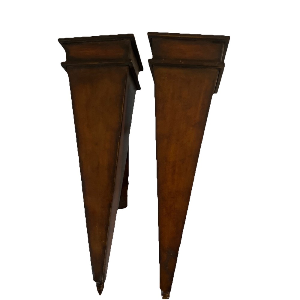 Tall, Metal Sconces/wall Vases Triangler With Scroll Backing