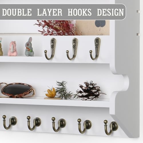 Key Holder for Wall, Mail Organizer Wall Mounted White