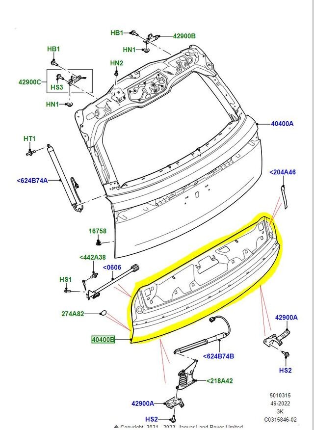 Genuine Tailgate - Less Hinges LR151861