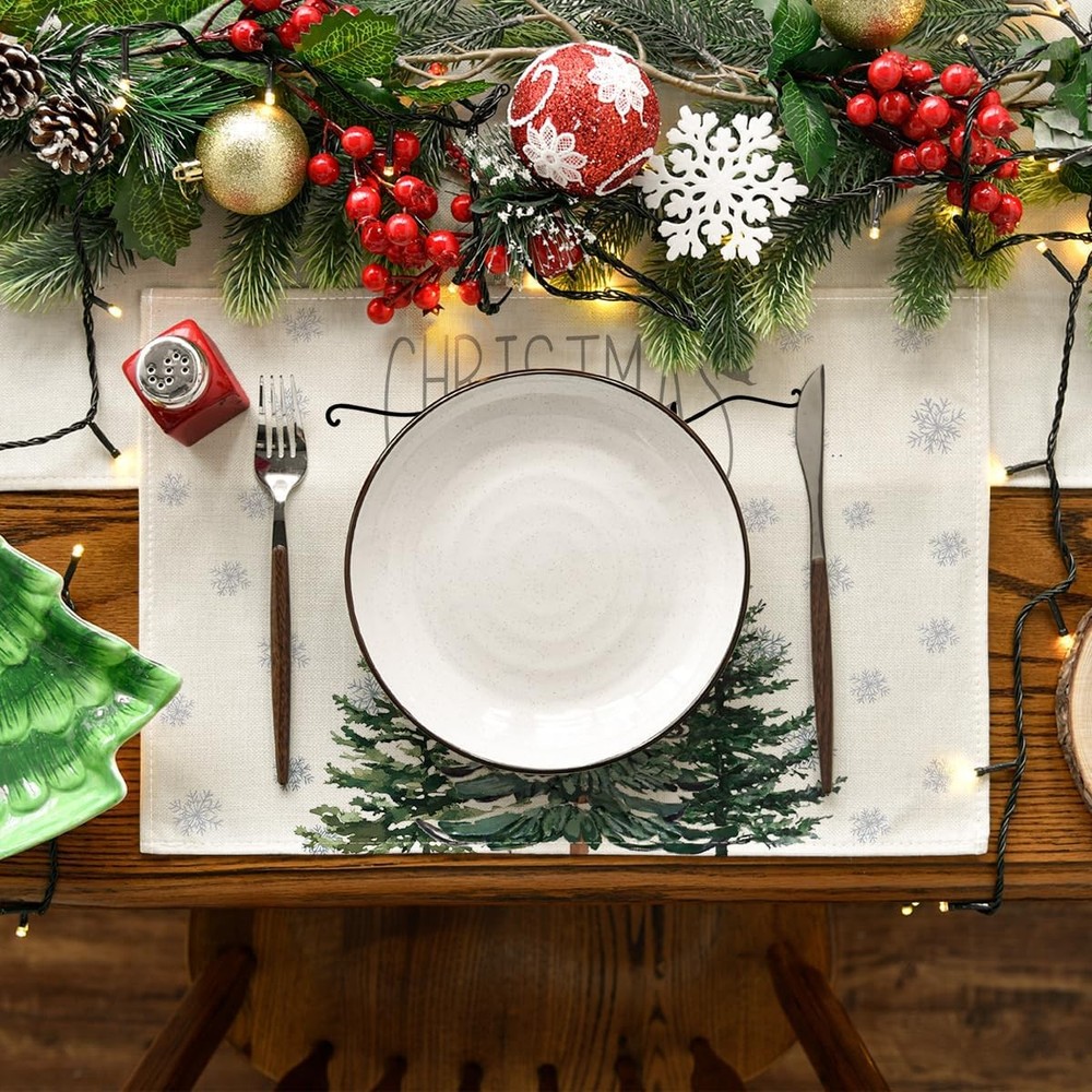 Artoid Mode Beige Pine Tree 12" x 18", Rectangular 4 Pcs,