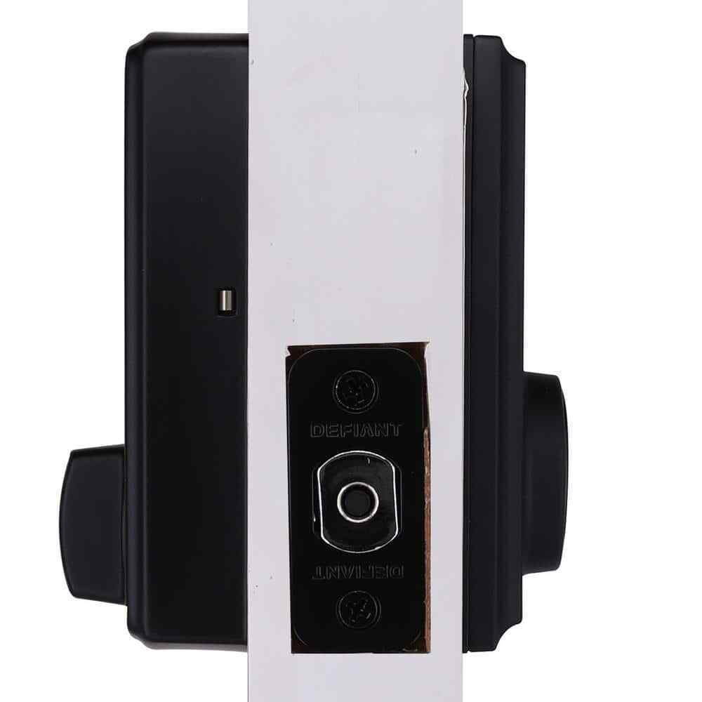 Defiant Square Matte Black Electronic Single Cylinder Touchpad Deadbolt