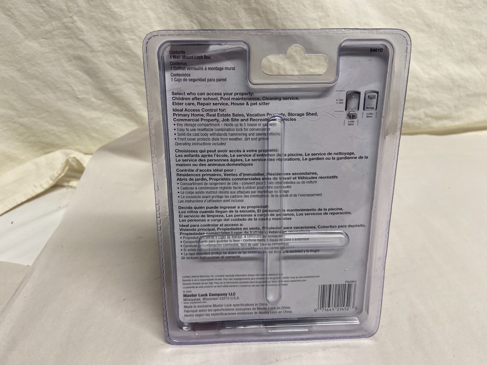 Master Lock Wall Mount Lock Box Combination Dials Holds 5 Keys 5401D