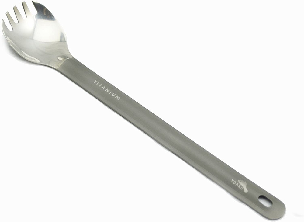 Titanium Long Handle Spork with Polished Bowl