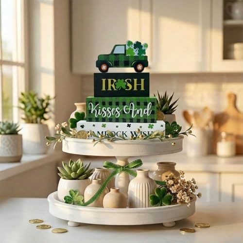 St. Patrick's Day Decorations, 4 Pcs Wooden St. Patrick's Day Table