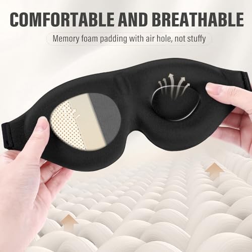 Sleep Mask for Side Sleeper, Complete Light Blocking 3D Sleeping Eye Black