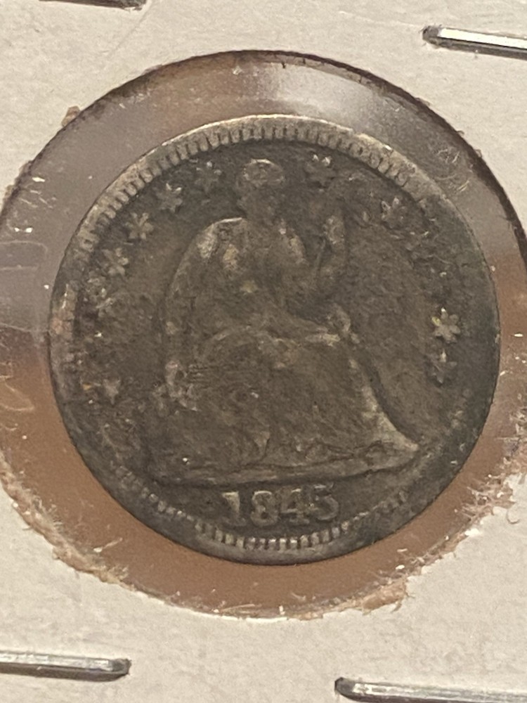 1845 Seated Liberty Half Dime ~ Scarce Better Date ~ 90% Silver