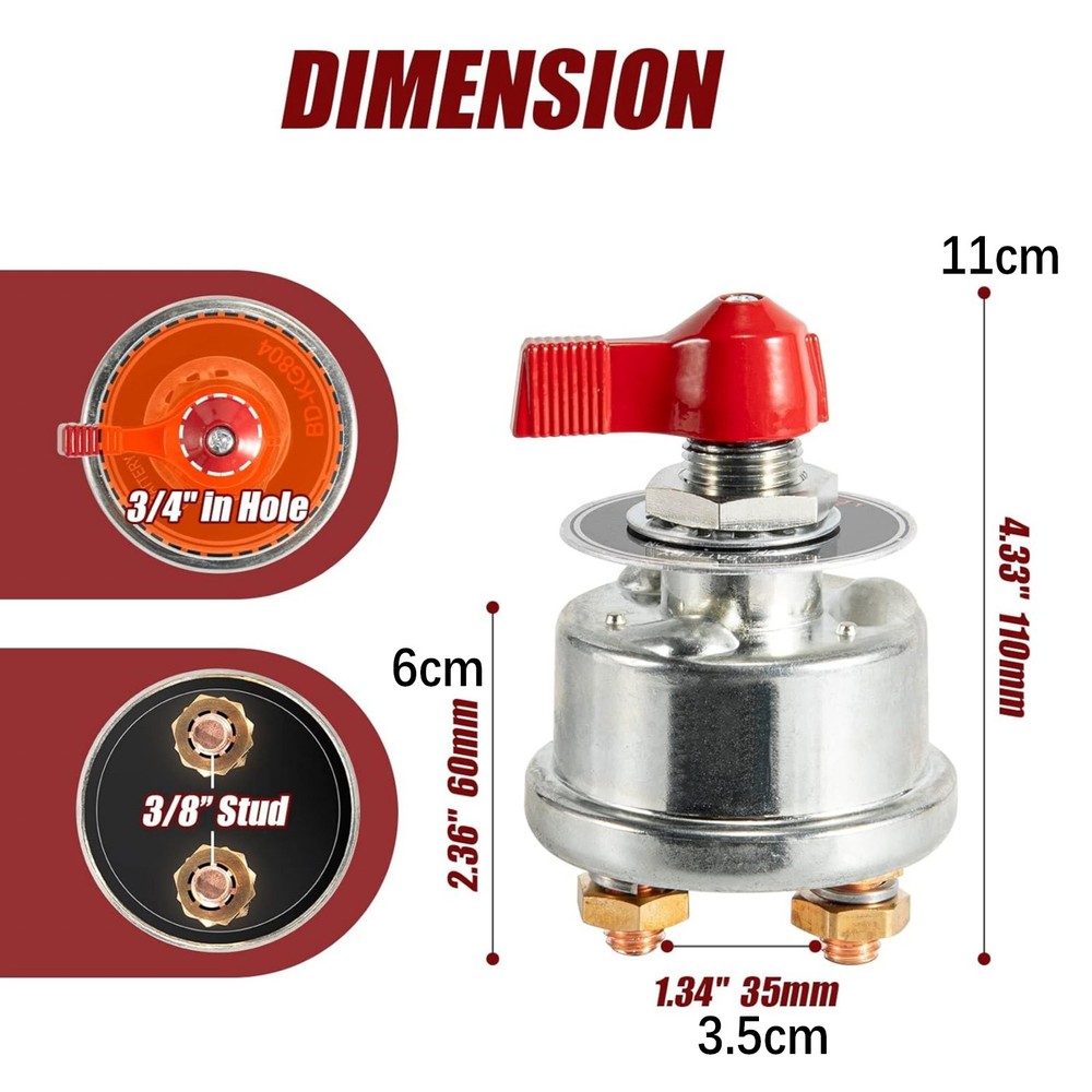 Battery Kill Switch 12V Fit Electrical System Switches For quick Installation